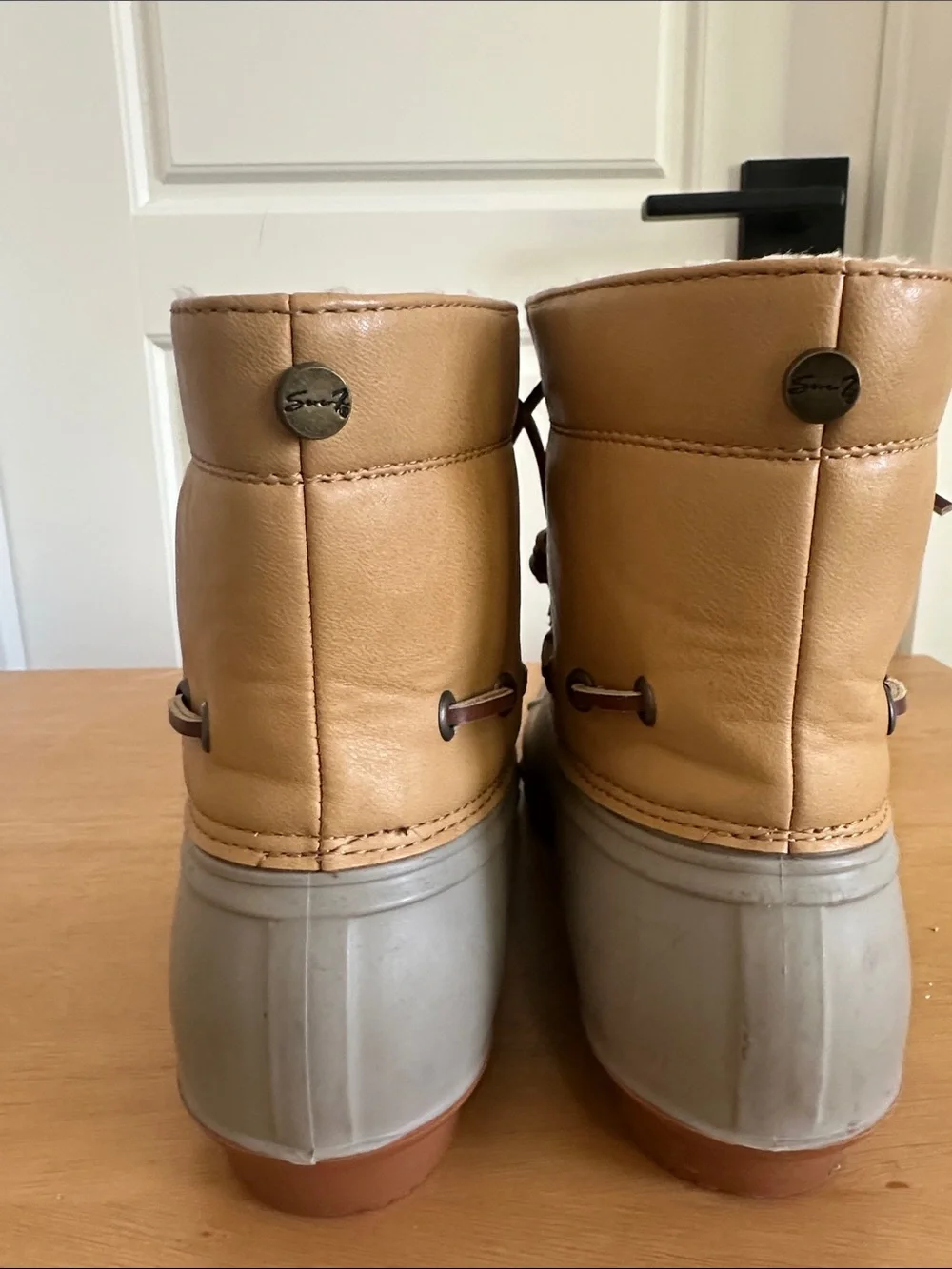 Seven7 Tan and Gray Women's Winter Rain Duck Boots